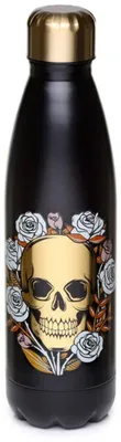 Thermoflasche 500 ml Edelstahl Totenkopf Rosen
