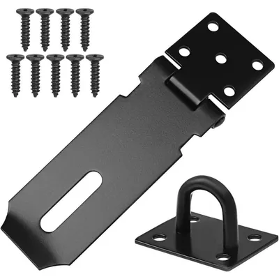 Produktbild von Sicherheitsüberfalle Edelstahl 4 Zoll Torschloss Haspe mit Schrauben 105 mm Mattschwarz