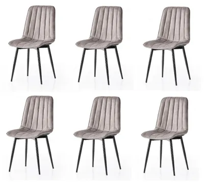 Immagine prodotto di Set per sala da pranzo, 6 sedie, imbottite, comode, moderne, confortevoli, grigie, eleganti
