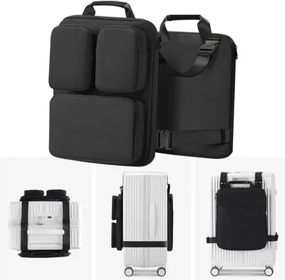 Zdjęcie produktu dla Organizer do bagażu podręcznego JustValue – 37×29 cm – Oxford – kieszeń na laptopa – czarny