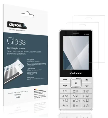 Produktbild von 2x Schutzfolie für Karbonn KX26 - Anti-Shock 9H Folie dipos Glass Kunststoffglas