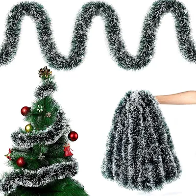 Produktbild von Lametta Girlande Tannengrün, 10 m, Weihnachtsdekoration für Türen und Kamine