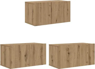 Produktbild von vidaXL TV-Schrankset 3 stk. Braun Holzwerkstoff