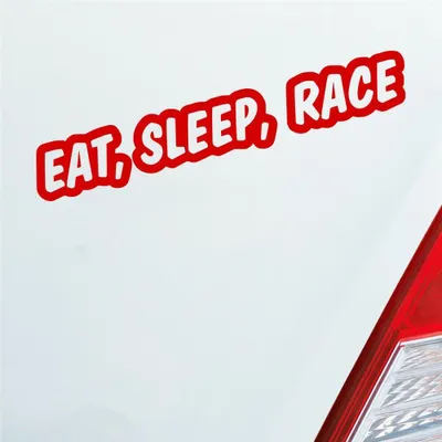 Produktbild von Auto Aufkleber Eat, Sleep, Race Tuning Rennen Car Schriftzug 19,5x3 cm Rot Sticker Heckscheibenaufkleber