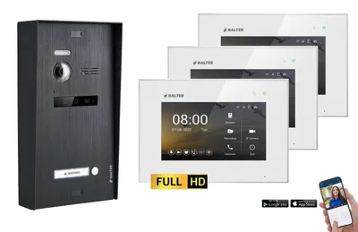 Produktbild von BALTER EVO-HD Aufputz Video Türsprechanlage 2-Draht BUS für 1-Familienhaus 3x 7" Touchscreen Monitor Schwarz-Weiß-mit WiFi