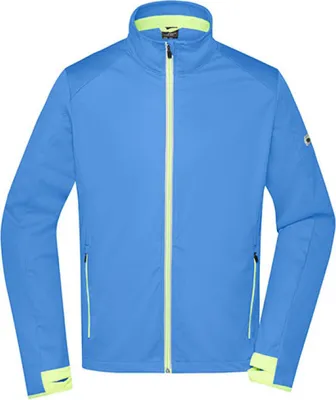 Produktbild von James+Nicholson JN1126 | Men`s Sports Softshell Jacket - Farbe: Bright Blue/Bright Yellow - Größe: 3XL