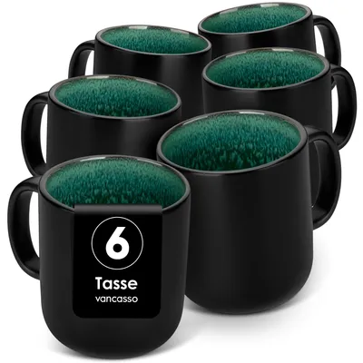 Kaffeebecher-Set 6er, 480 ml, Steinzeug, Grün, mikrowellengeeignet