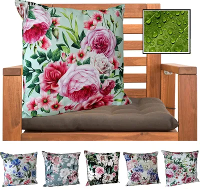 Produktbild von heimtexland ® Outdoor Dekokissen Gefüllt LOTUS EFFEKT Wasserabweisend 45x45 Blumen Deko Gartenkissen Outdoorkissen Typ675 02 Grün