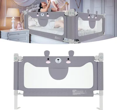 Produktbild von JOIEYOU zábrana do postele 150 cm dětská bezpečnostní zábrana do postele výškově nastavitelná dětská zábrana do postele s úložnou taškou dětská zábrana do postele, pro dětské postýlky, rodičovské postele (šedá)