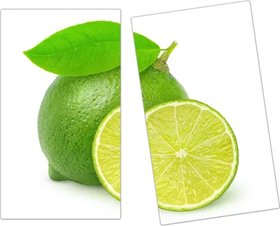 Produktbild von Spritzschutz Herdabdeckplatte Schneidebrett aus Glas Limette ganz und halb 2-Teilig (60x52cm)