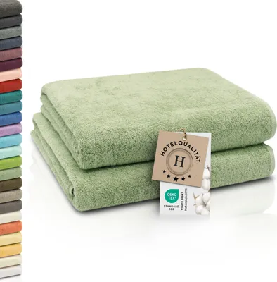 Produktbild von 2er Set Badetücher, 100% Baumwolle, 100x150 cm, 420g/qm, hellgrün