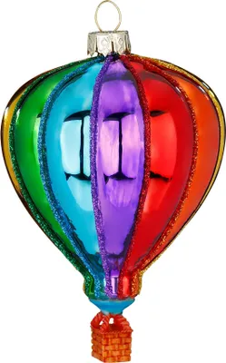 Produktbild von Christbaumschmuck Glas 11cm Heißluftballon Figur in Regenbogen Farben