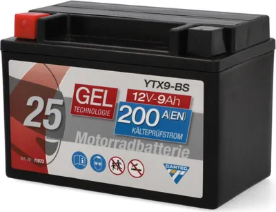 Produktbild von Cartec Gel Motorradbatterie YTX9-BS 9Ah 200A
