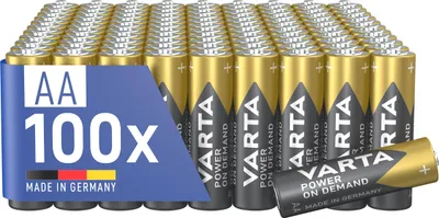 Image de Piles VARTA AA, 100 pièces, Power on Demand, alcalines, 1,5V, lot de réserve