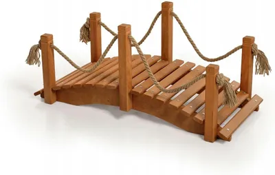 Productafbeelding van Houten Tuinbrug - Decoratieve Brug - Tuin Decoratie - Met Leuningen - 100 cm - Teak