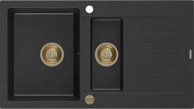 Immagine prodotto di Mexen Matias lavello in granito 1,5 vasca con sgocciolatoio 900 x 505 mm, nero/argento metallizzato, sifone dorato