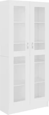 Image de vidaXL Armoire vitrine blanche 82,5x30,5x185,5 cm Bois composite - Bibliothèques & Armoires à livres
