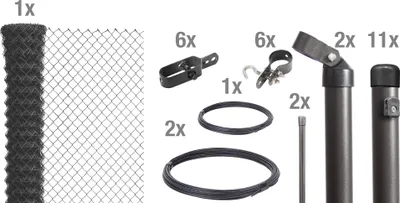 Produktbild von Alberts Maschendrahtzaun Komplettset, zum Einbetonieren | anthrazit-metallic | Höhe 80 cm | Länge 25 m