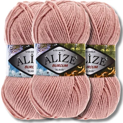 Obrázok produktu pre Alize 3x 100 g Burcum Klasik vlna, jednofarebná, háčkovanie, pletenie (Powder - 161)