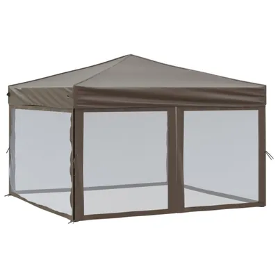 Produktbild von vidaXL Partyzelt Faltbar mit Seitenwänden Taupe 3x3 m