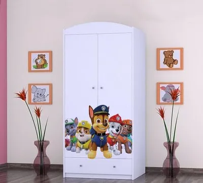Image de BDW Armoire pour enfants, motif super chiens chambre d'enfant, blanc