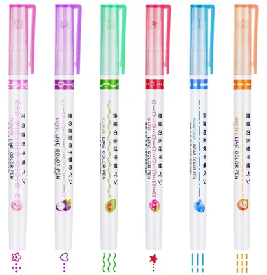 Immagine prodotto di Set di pennarelli fluorescenti con punta a pennello, 6 pezzi, ideali per scrapbooking, journaling, appunti e uso in ufficio