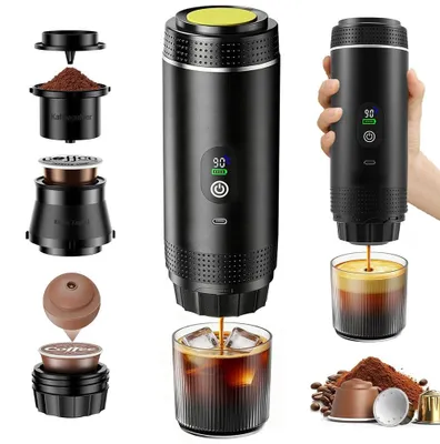 Tragbare Kaffeemaschine 3-in-1, 20 bar, 7500 mAh, USB-C, Camping