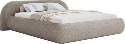 Obrázek produktu pro Selsey Shels Low – čalouněná postel 180×200, bouclé, šedobéžová