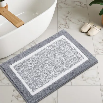 Productafbeelding van Antislip badmat, 45 x 65 cm, lichtgrijs, microvezel, waterabsorberend, machinewasbaar