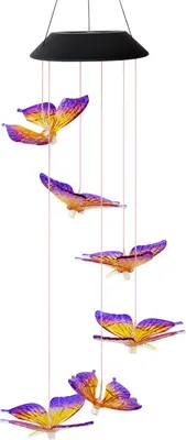 Produktbild von Solarenergie betriebene Windspiellampe Farbwechselnde Schmetterlings-Garten-Sonnenkollektorleuchte im Freien