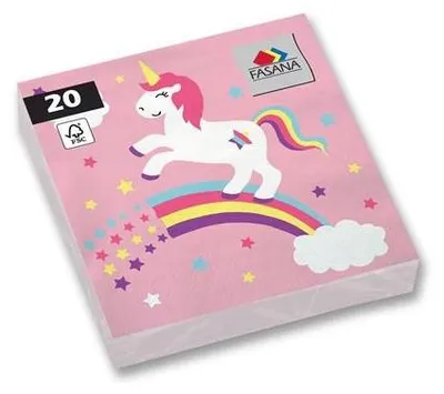 Produktbild von Fasana Servietten 33 x 33 cm 1/4 Falzung 20 Stück Einhorn 10810
