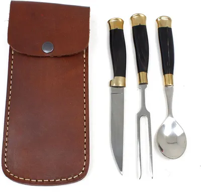 Produktbild von Besteckset Fuhrmann 4-teilig Edelstahl schwarzer Griff