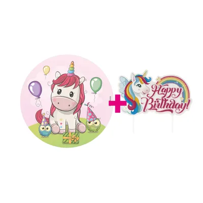 Produktbild von 2er Set Baby Einhorn Tortenaufleger & Cake Topper