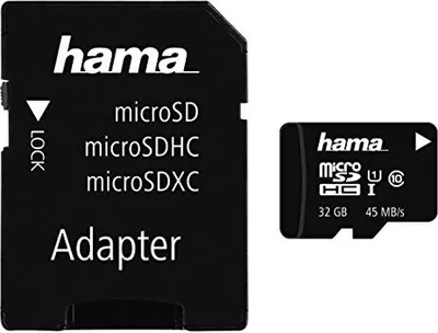 Produktbild von Hama Speicherkarten, 32 GB, MicroSDHC, Klasse 10, UHS-I, 45 MB/s, Schwarz