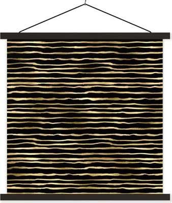 Produktbild von MuchoWow® Textilposter Muster - Gold - Schwarz 40x40 cm mit schwarzem Rahmen - Fotos