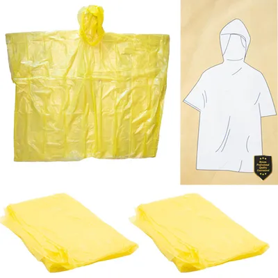 Produktbild von 2x Regenponcho Regencape Festivalponcho Notfallponcho Regenschutz Kapuze Universal