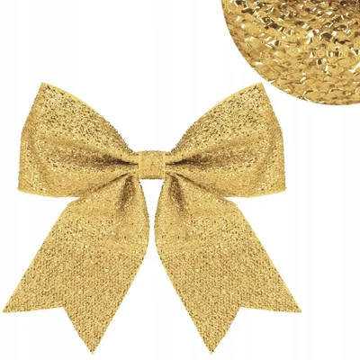 Image de 10 pièces de Noël décorations noeuds fil paillettes or