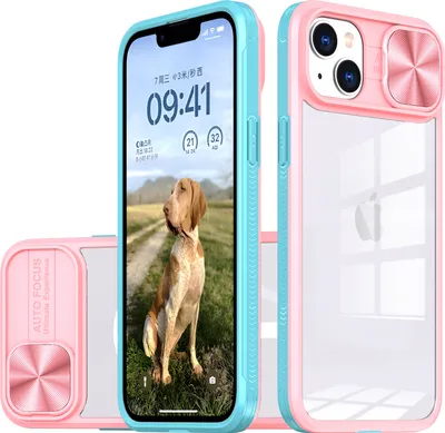 Produktbild von Hülle für iPhone 14 Plus Transparent TPU Bumper Schutzhülle mit Schiebe Kamera Schutz Pink