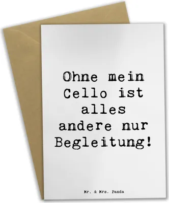 Produktbild von Mr. & Mrs. Panda Grußkarte Spruch Cello Magie - Weiß - Geschenk, hochzeitskarten, Musik, Kammermusik, klassische, weihnachtskarten, Musiker, Orchester, osterkarte, Lernen