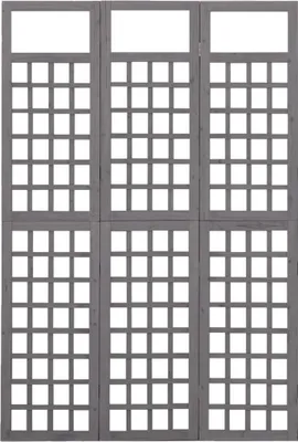 Produktbild von vidaXL Spalier/Paravent 3-teilig Massivholz Tanne Grau 121x180 cm