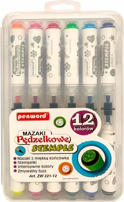 Zdjęcie produktu dla Mazaki pędzelkowe ze stemplami 12 kolorów