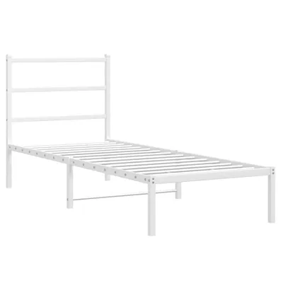 Obrázok produktu pre Kovový rám postele bez matraca s čelom biely 75x190cm