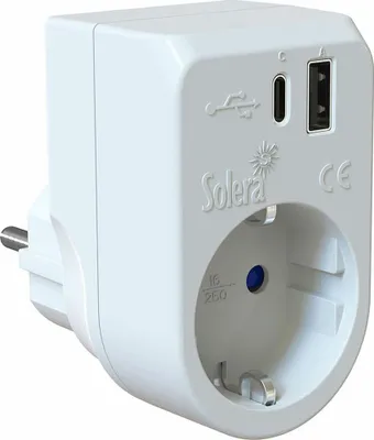 Immagine prodotto di adattatore a spina solera 860usbac 250 V 16 A USB USB-C