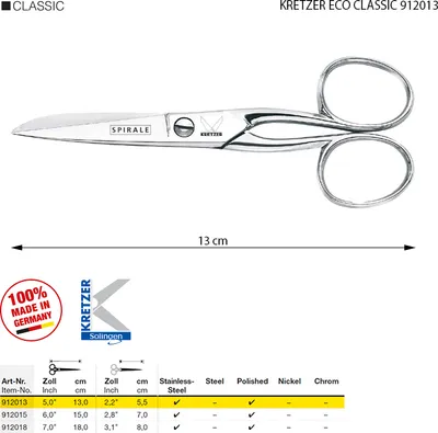 Obrázok produktu pre Univerzálne nožnice KRETZER ECO CLASSIC 912013