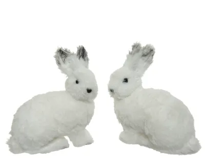 Produktbild von Weihnachtsfiguren Hase Plüsch 20cm weiß 1 Stück sortiert
