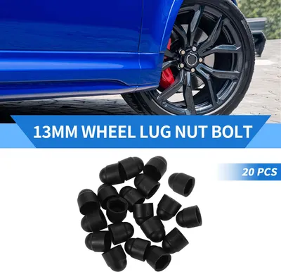 Image de 20Pcs Boulon D'Écrou De Roue 13Mm Jantes Pneu Écrou Vis Capuchon De Protection En Plastique Noir Extérieur