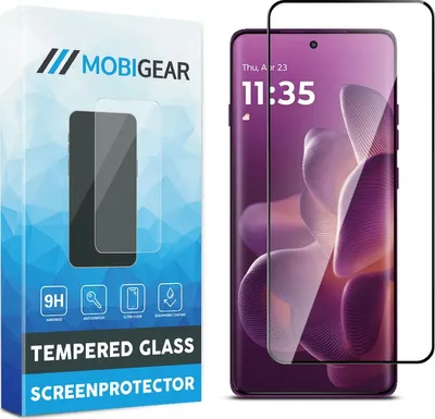 A product shot of a phone screen protector packaging and the product itself.