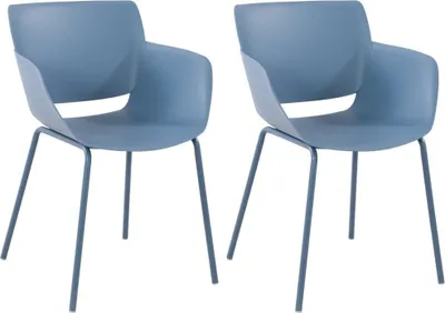 Image de set de 2 chaises de jardin - terrasses - polypropylène résistant aux intempéries | Couleur : bleu