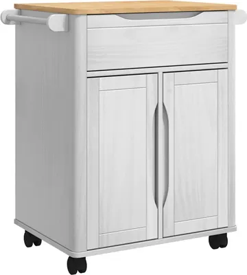 Immagine prodotto di vidaXL Carrello da cucina bianco 72,5 x 45 x 80 cm in legno di pino massiccio