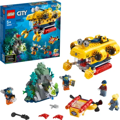 Produktbild von LEGO 60264 City Meeresforschungs-U-Boot, Spielzeug mit Figuren von Meerestieren, tolles Geschenk für Kinder ab 5 Jahre